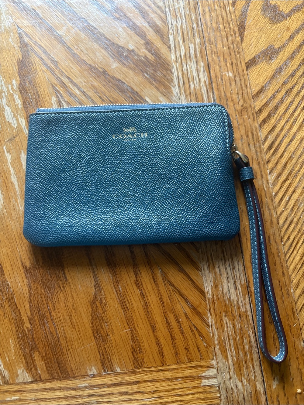Coach Teal Leather Wristlet Clutch